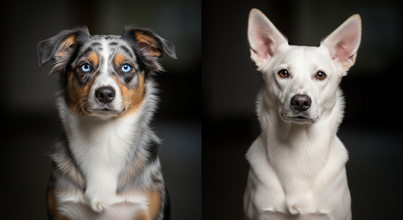 Comparaison Berger Américain Miniature vs Caniche Moyen Blanc