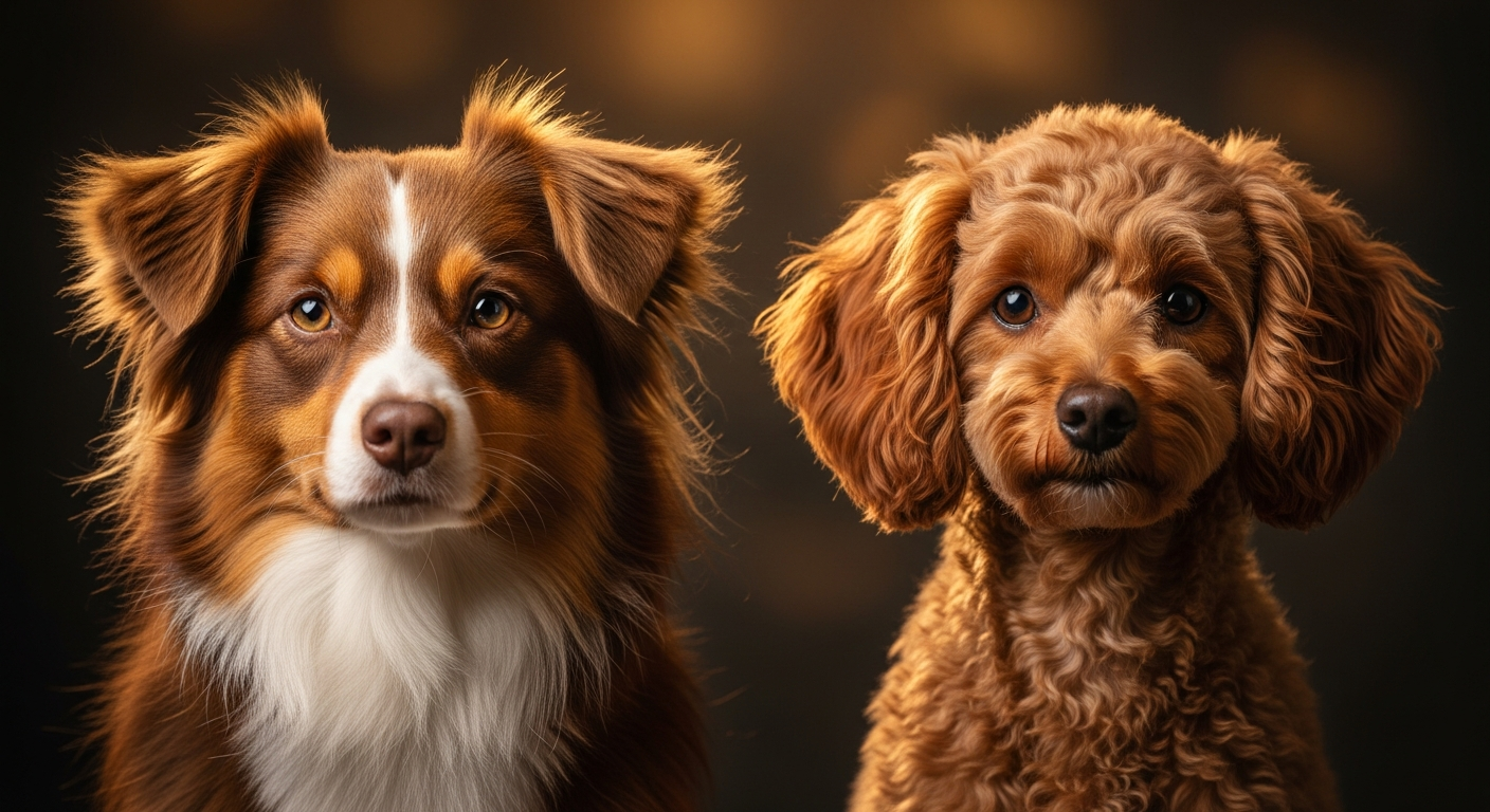 Comparaison Berger Américain Miniature vs Caniche Moyen Fauve
