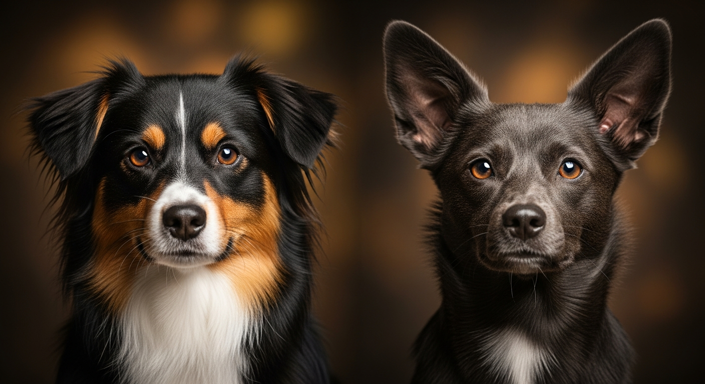 Comparaison Berger Américain Miniature vs Caniche Moyen Gris