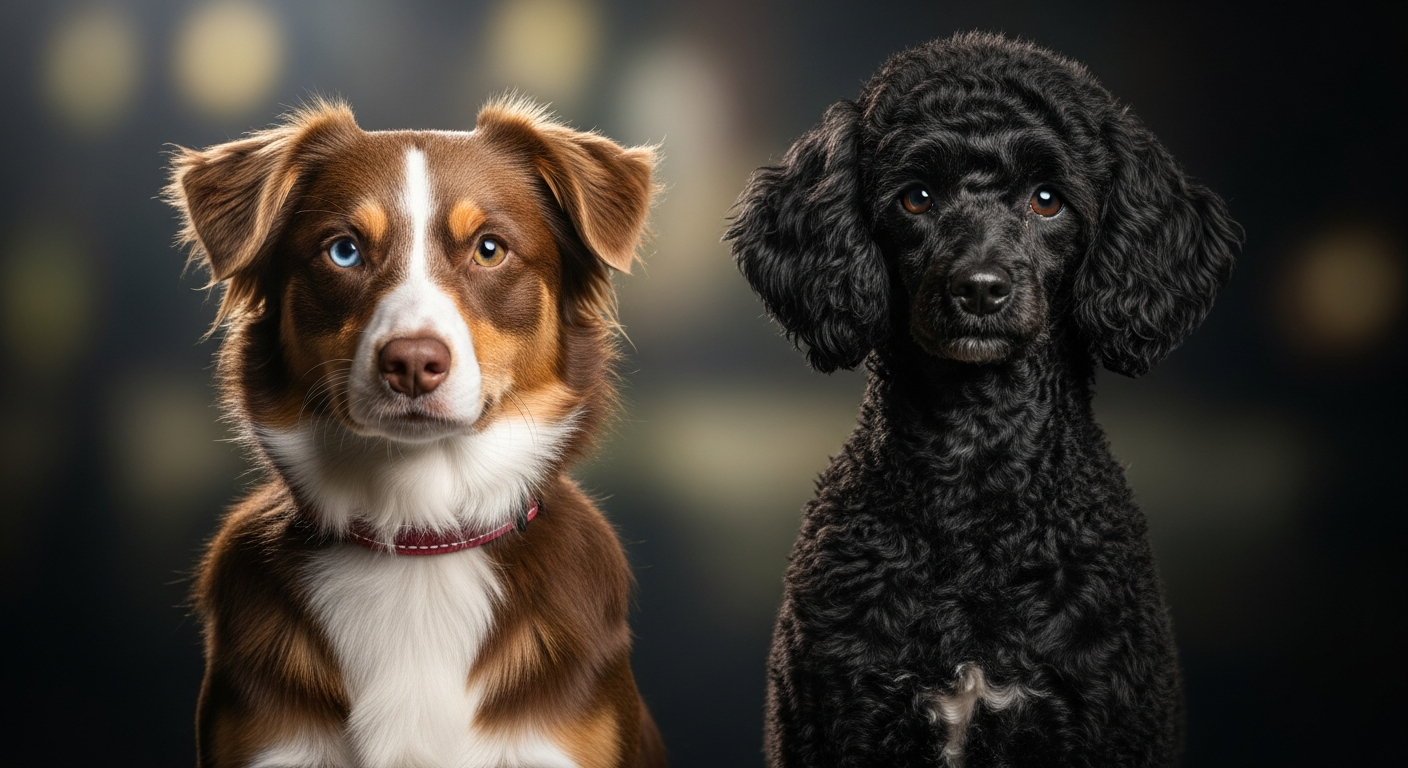 Comparaison Berger Américain Miniature vs Caniche Moyen Noir