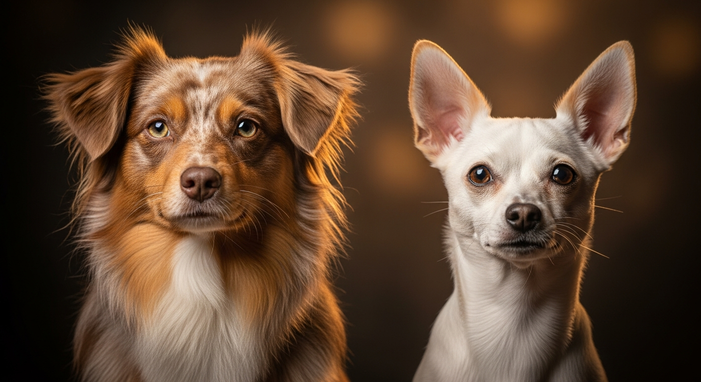 Comparaison Berger Américain Miniature vs Caniche Toy Blanc