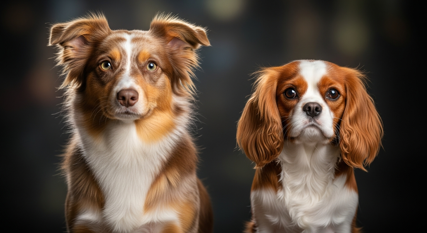Comparaison Berger Américain Miniature vs Cavalier King Charles Spaniel Tricolore