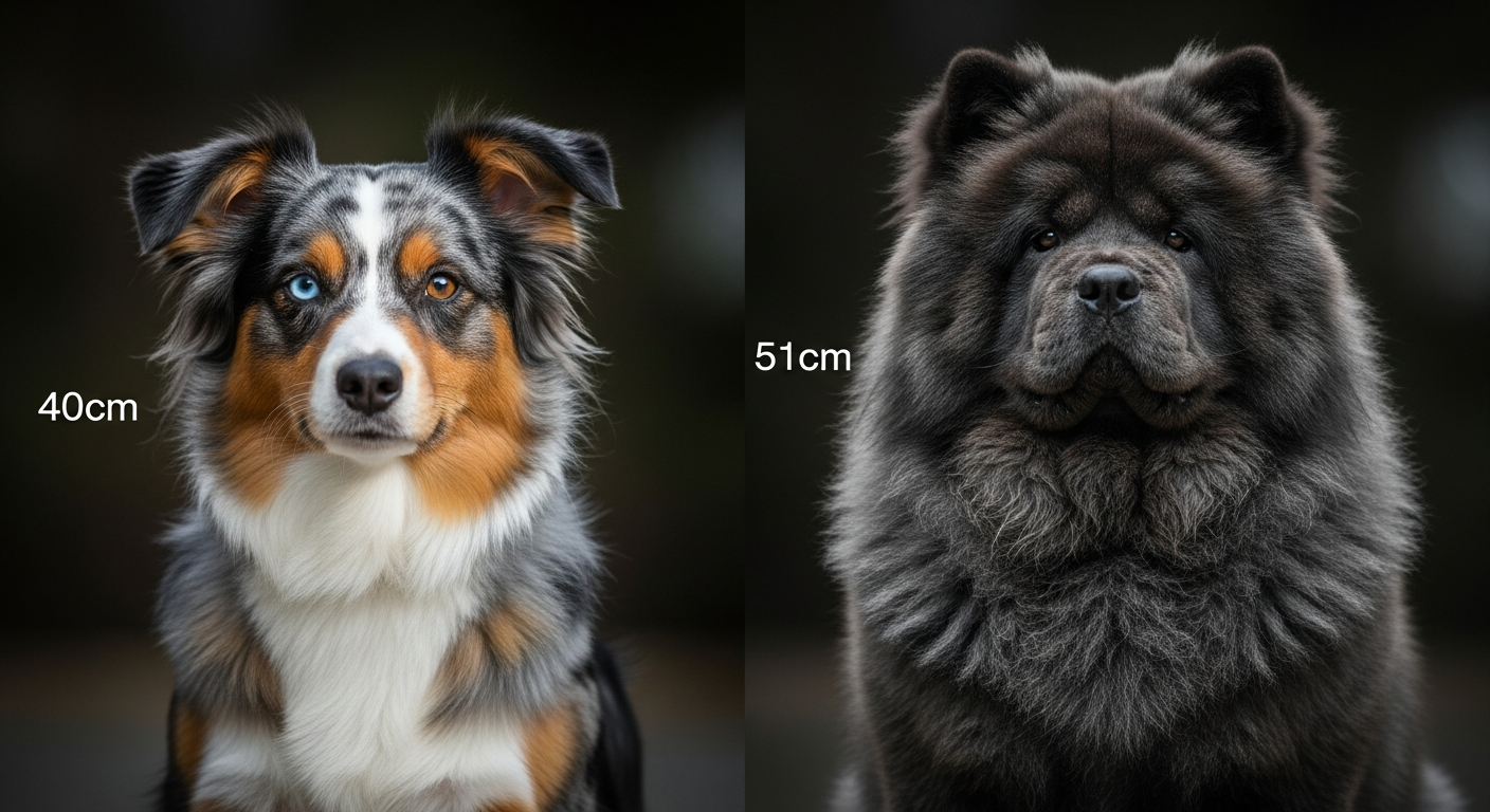Comparaison Berger Américain Miniature vs Chow Chow Noir - Bleu