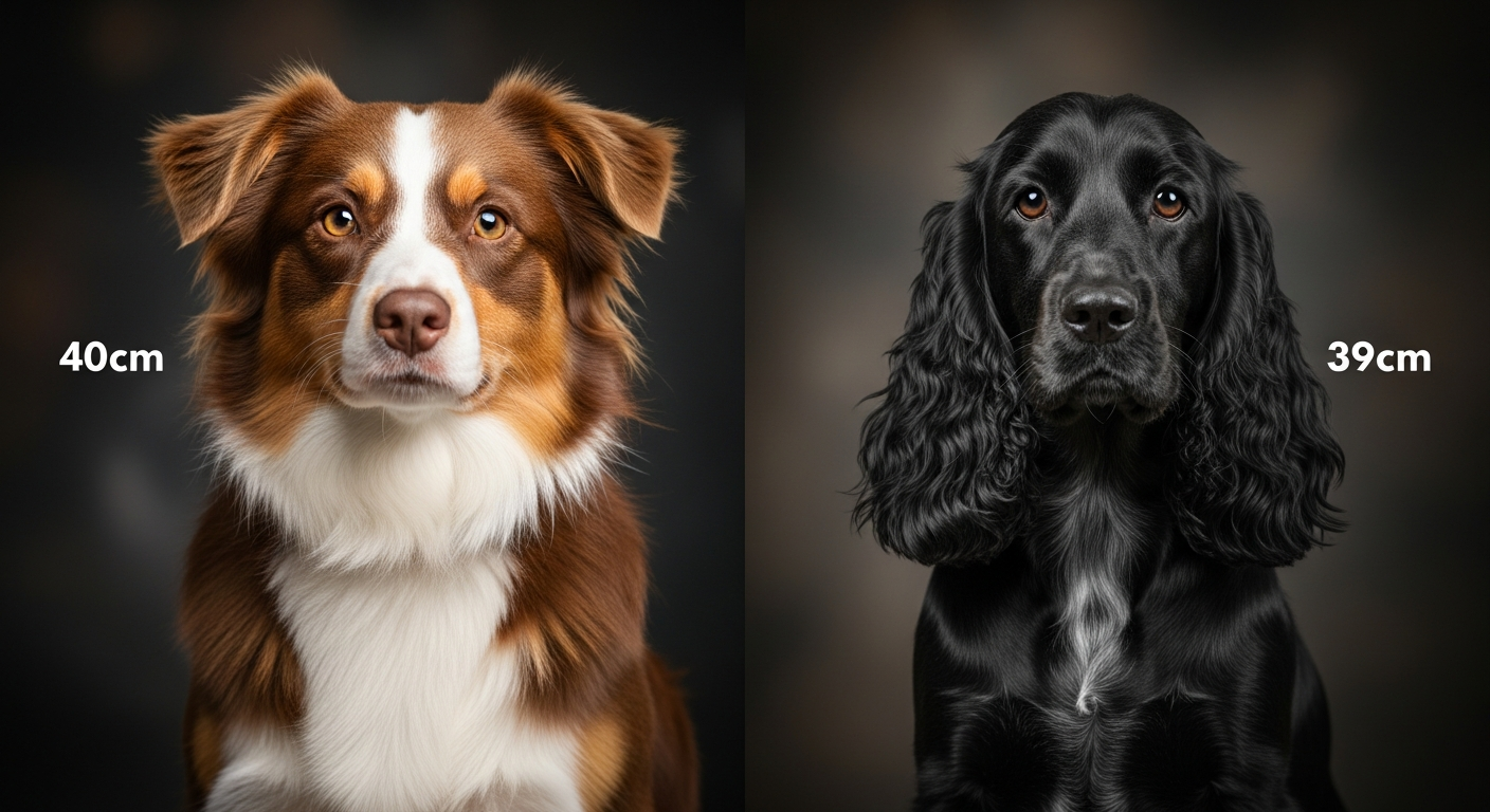 Comparaison Berger Américain Miniature vs Cocker Anglais Noir - Noir Et Feu / Marron - Marron Et Feu