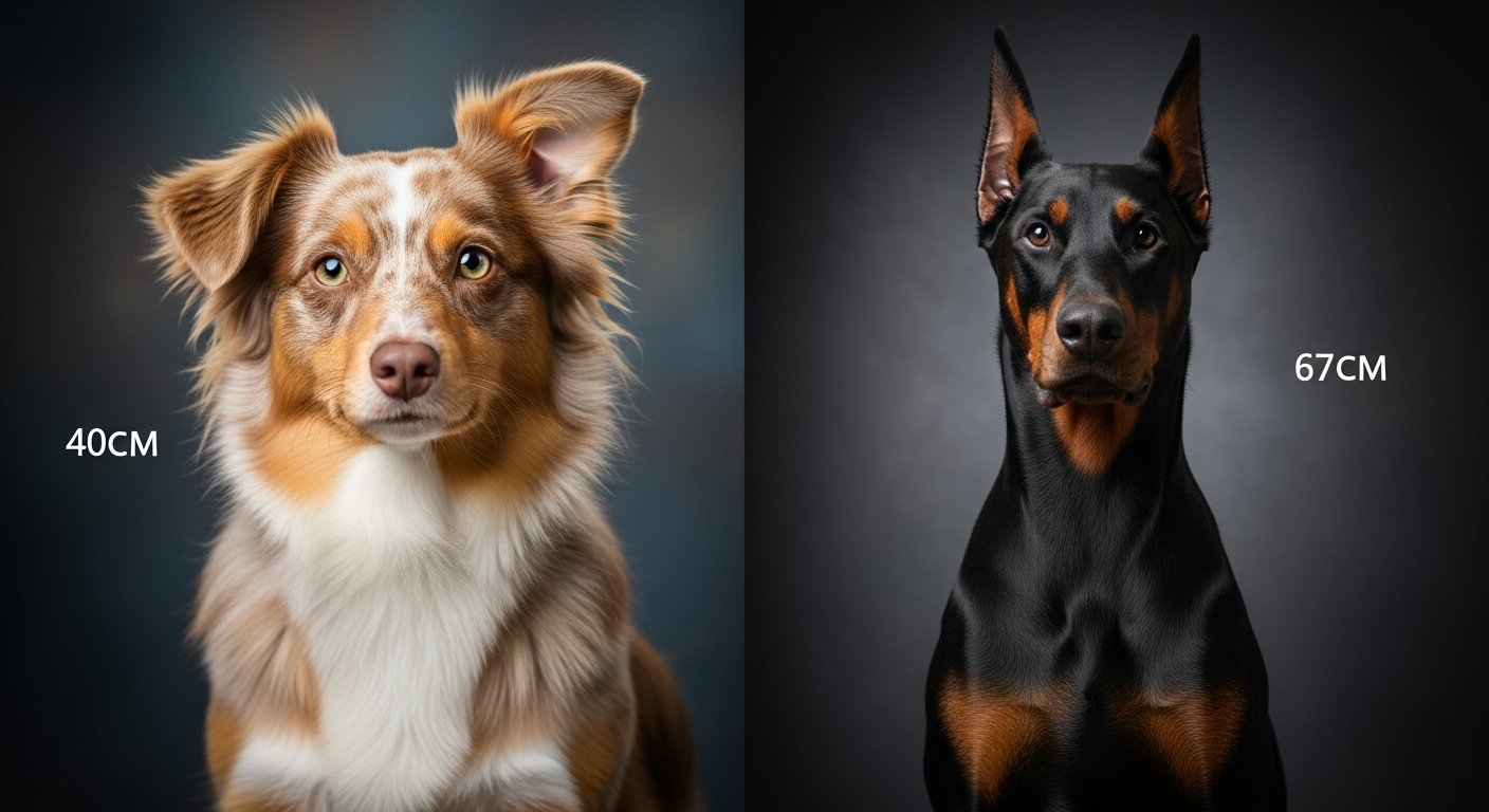 Comparaison Berger Américain Miniature vs Dobermann Noir Et Feu
