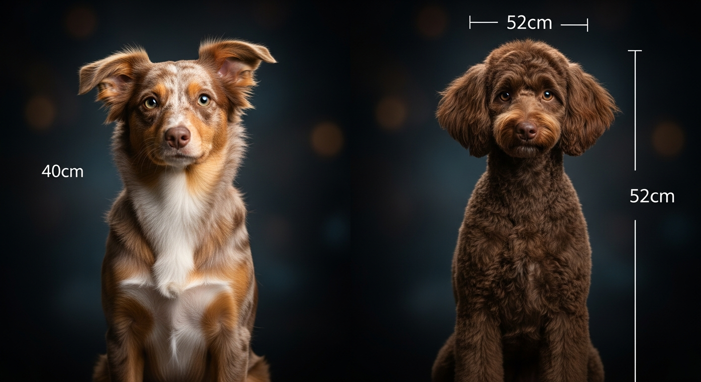 Comparaison Berger Américain Miniature vs Grand Caniche Marron