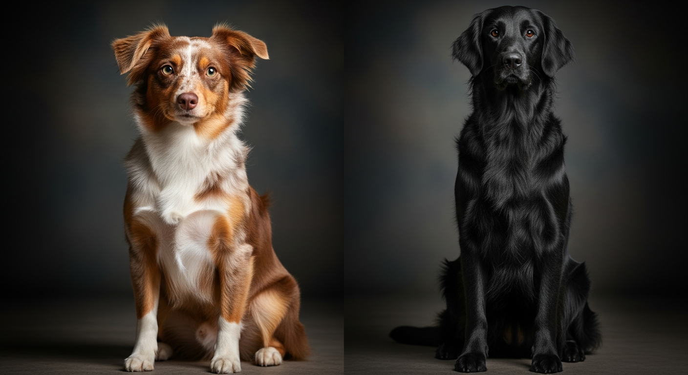Comparaison Berger Américain Miniature vs Retriever À Poil Plat