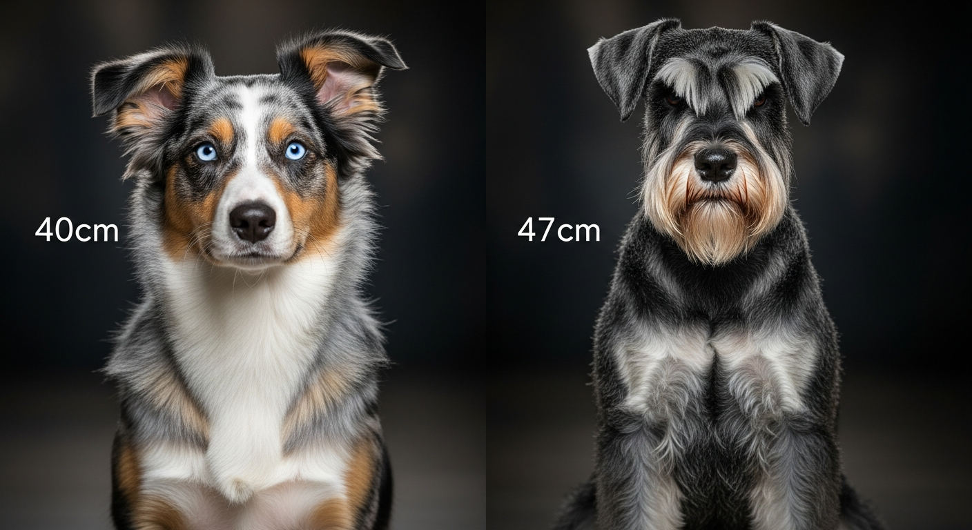 Comparaison Berger Américain Miniature vs Schnauzer Moyen Poivre Et Sel