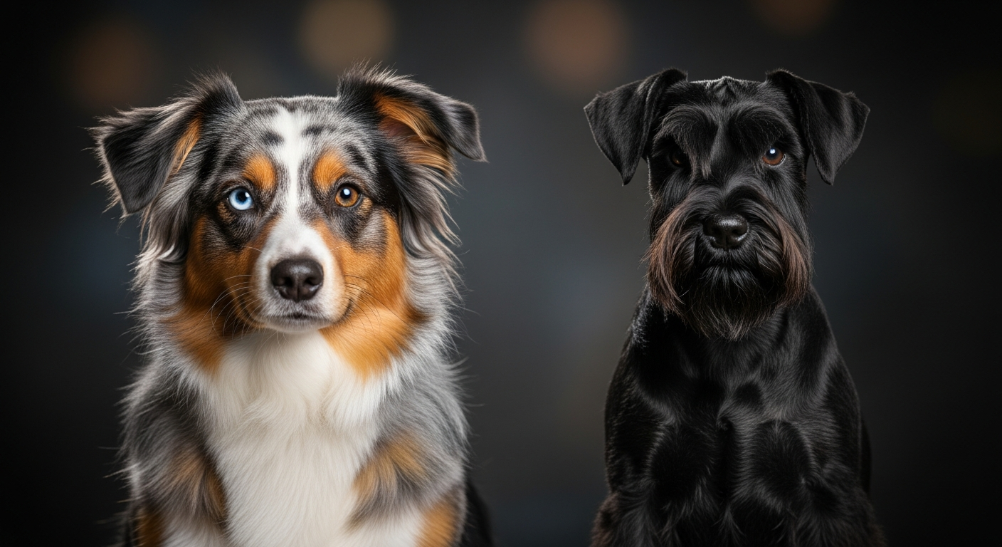 Comparaison Berger Américain Miniature vs Schnauzer Nain Noir