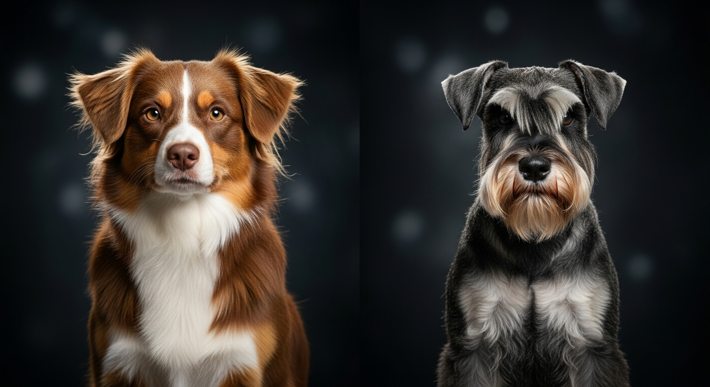 Comparaison Berger Américain Miniature vs Schnauzer Nain Poivre Et Sel