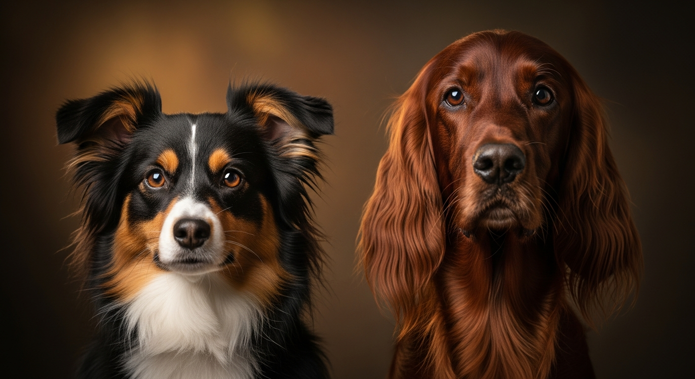 Comparaison Berger Américain Miniature vs Setter Irlandais Rouge
