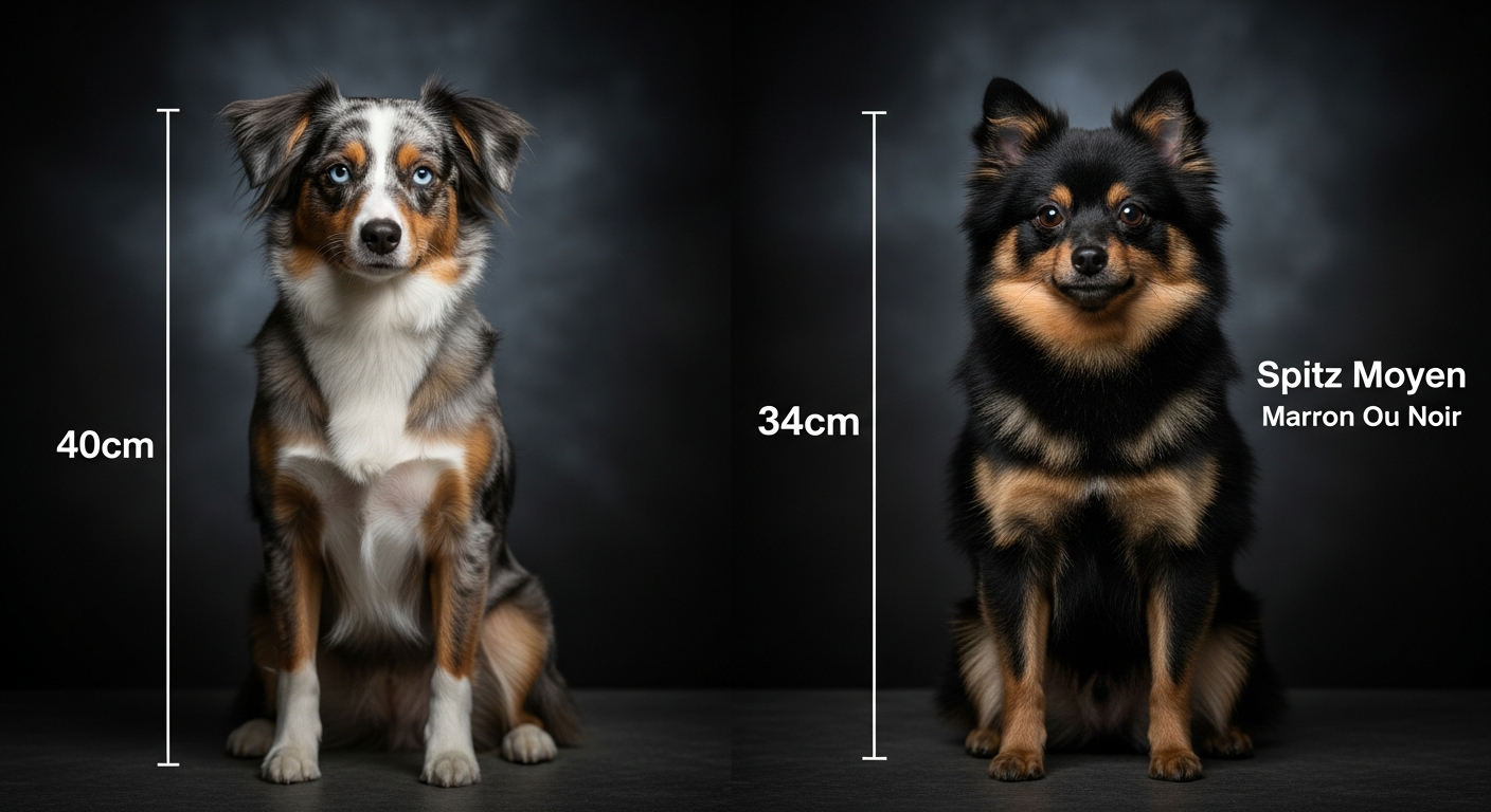 Comparaison Berger Américain Miniature vs Spitz Moyen Marron Ou Noir