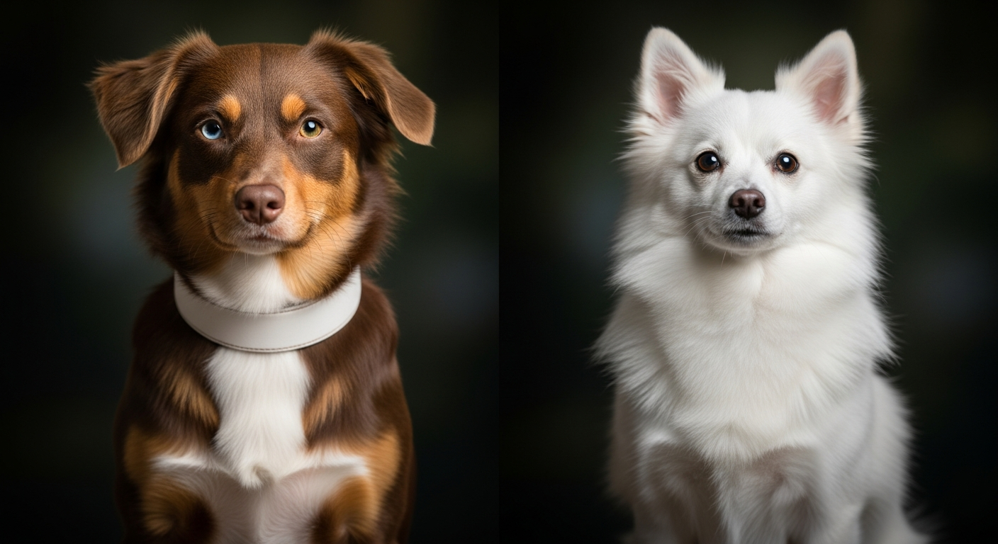 Comparaison Berger Américain Miniature vs Spitz Nain Blanc